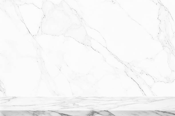 istock Empty white marble countertop on white wall mock up banner abstract background for display your packaging or mockup design template,3d rendering 1480712750
