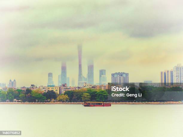 Canton Cityscape View From Haizhu Lake Park Stock Photo - Download Image Now - Canton Tower, China - East Asia, Cityscape