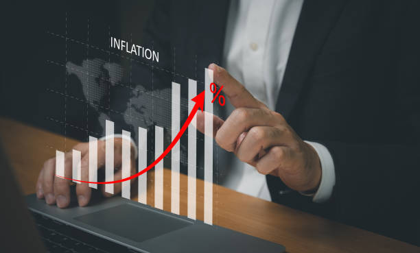 istock Business person point at infographic graph while analyze for interest and inflation rate that have potential growth and rising percentage with red arrow. Global economic and financial issue. 1480719262