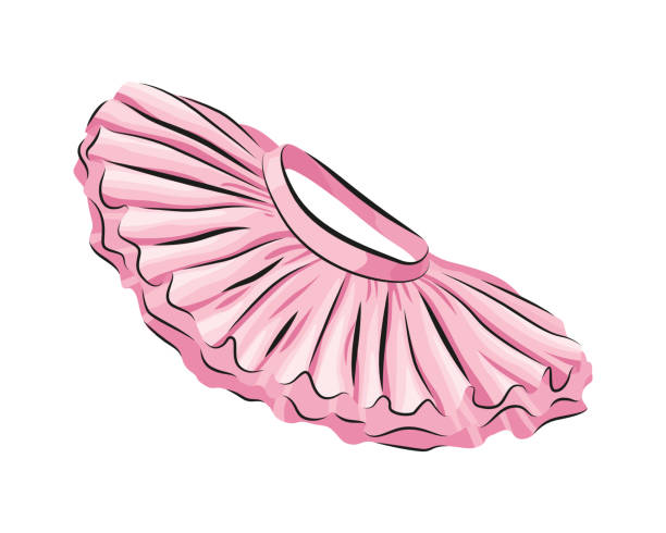 illustrations, cliparts, dessins animés et icônes de accessoire de ballet. partie de robe de ballet rose ou jupe tutu. objet de style esquisse vectoriel dessiné à la main - round toe shoes
