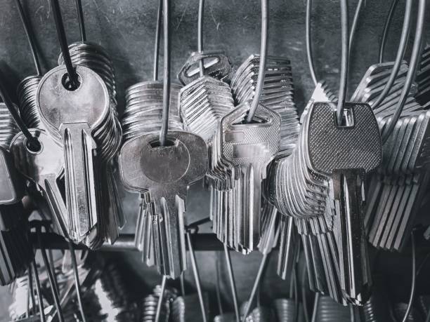 istock Many key chains for copy key on locksmith shop. 1480724310