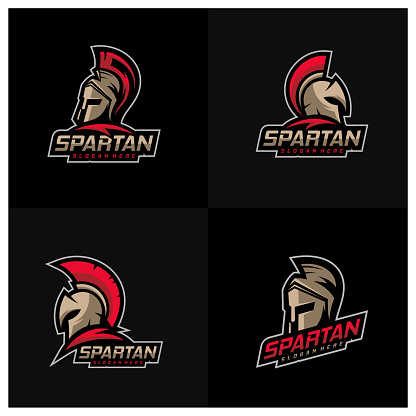 Set of Spartan Logo Template Vector, Creative Sparta Logo Vector, Spartan Helmet Logo
