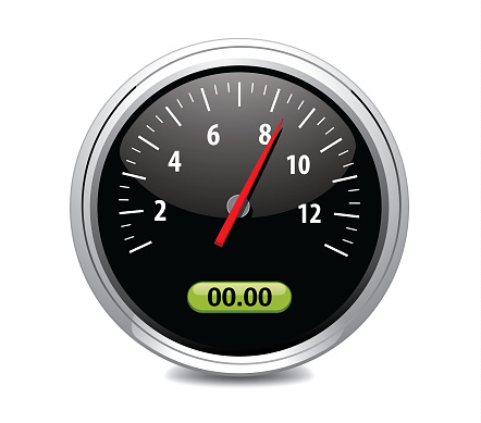 This is a vector illustration of a speedometer gauge icon