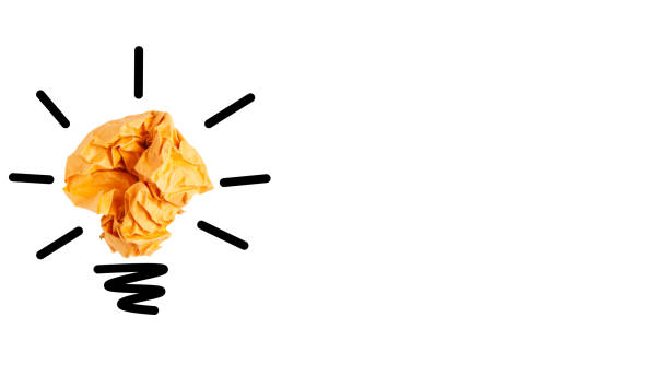 istock Creative idea and innovation with orange paper ball. 1480725691