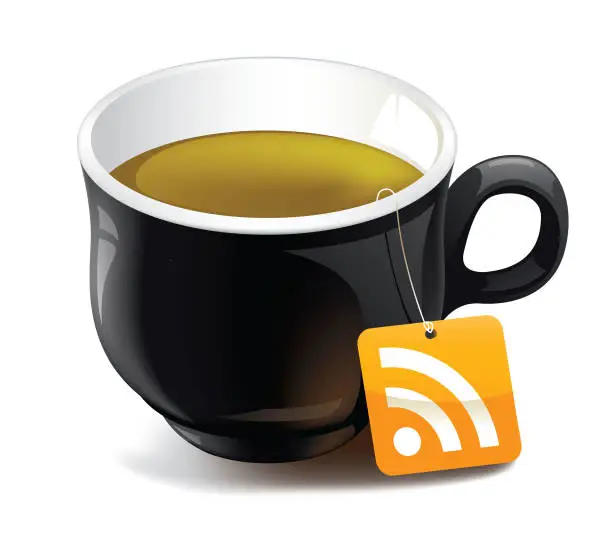 Vector illustration of Tea Cup Break with RSS Label Icon