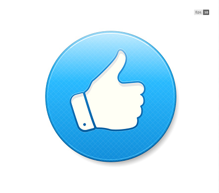 This is a vector illustration of a thumbs up button icon