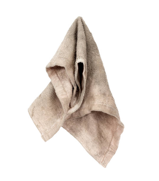 istock Dirty rag suspended isolated on white background 1480726799