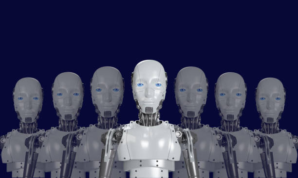 istock 3D robotic isolate on blue and the leader will be better than others 1480727947