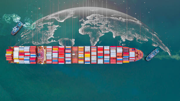 istock Container ship carrying container for business freight shipping import and export, Aerial view container ship arriving in commercial port. 1480729014