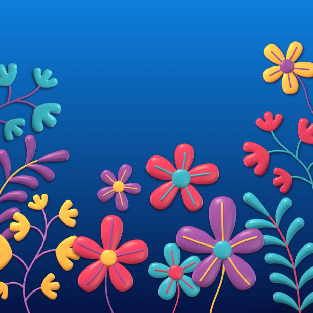 istock flowers, plants and blue sky, 3d rendering 1480729064
