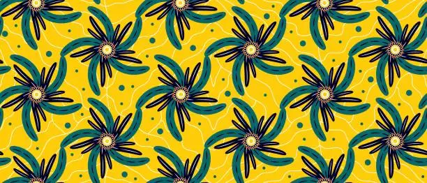Vector illustration of African ethnic traditional yellow pattern.