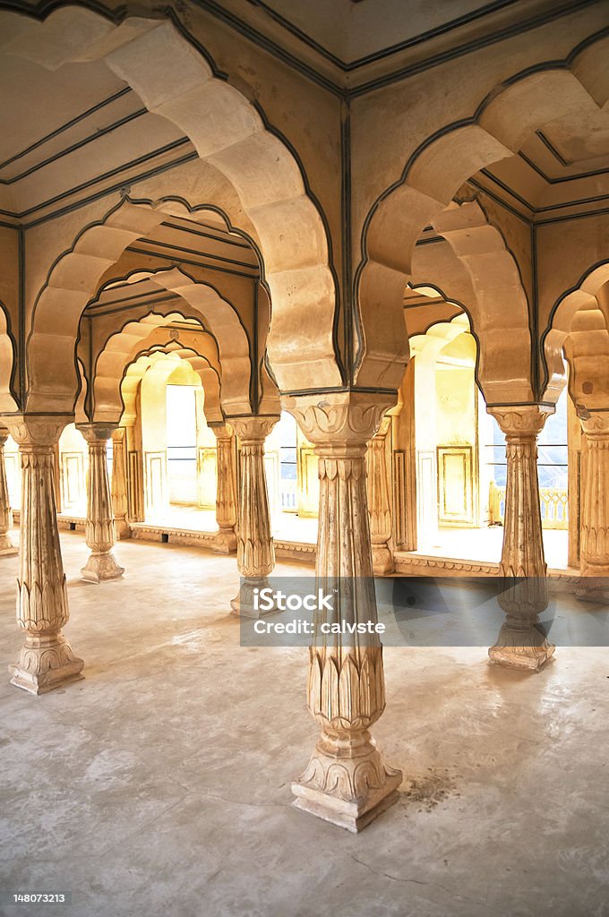 Hall of  Amber Fort, Jaipur, India Hall of columns at Amber Fort, Jaipur, India Amber Fort Stock Photo