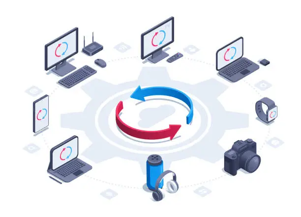 Vector illustration of sync gadgets