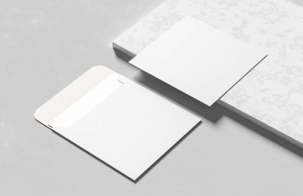 istock Square envelope and invitation mock up isolated on white background. 3D illustration. 1480733370