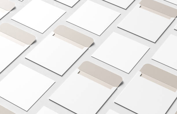istock Square envelope and invitation mock up isolated on white background. 3D illustration. 1480733377