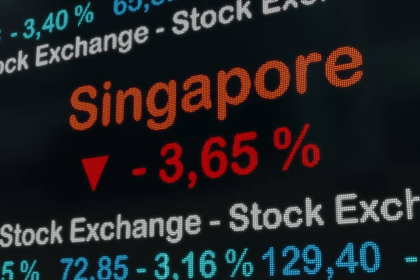 istock Singapore stock exchange moving down. 1480733520