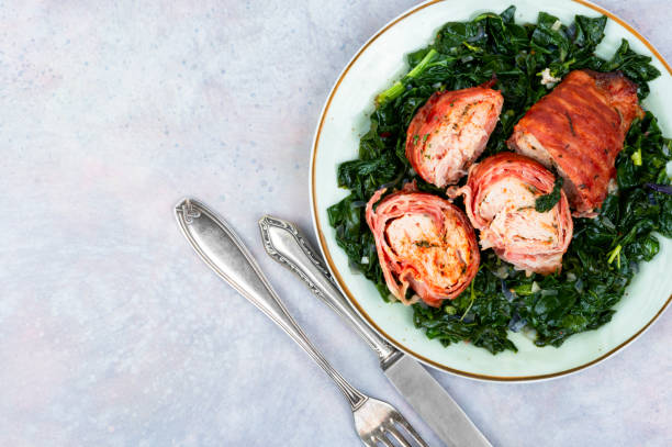 istock Chicken roulade and vegetables garnish 1480736127