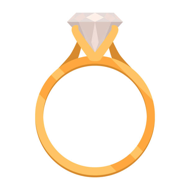Diamond gold ring isolated object Diamond ring isolated, jewellery concept diamond ring clipart stock illustrations