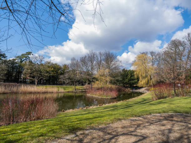 Frederiksberg, Denmark - April 6, 2023: Frederiksberg Garden was originally laid out in 1697 as a baroque garden around Frederiksberg Castle. In 1804, was transformed into a romantic, landscaped garden