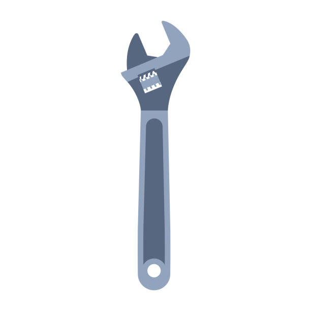 Adjustable wrench isolated work tool vector art illustration