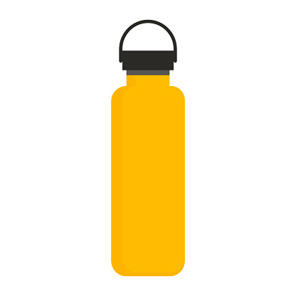 Yellow reusable sport flask isolated, eco-friendly bottle concept