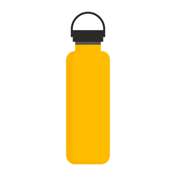 Yellow reusable sport flask isolated vector art illustration