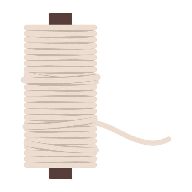 ilustraciones, imágenes clip art, dibujos animados e iconos de stock de bobina de hilo de algodón blanco aislada - white background string spool sewing item