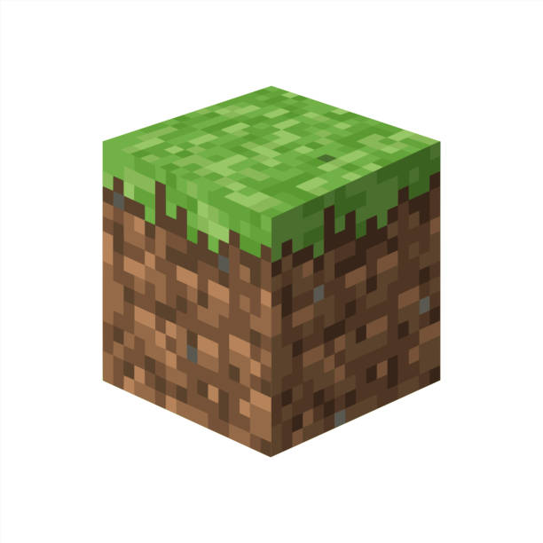 istock Pixel minecraft style land block background. Concept of game ground pixelated horizontal seamless background. Top, side, bottom view. Isolated on white. Vector illustration 10 eps. 1480739751