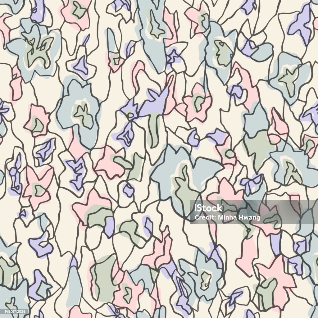 Repeat Pattern Draw Vector Doodle Flower Drawing Illustration Seamless Repeat Pattern Stock ...