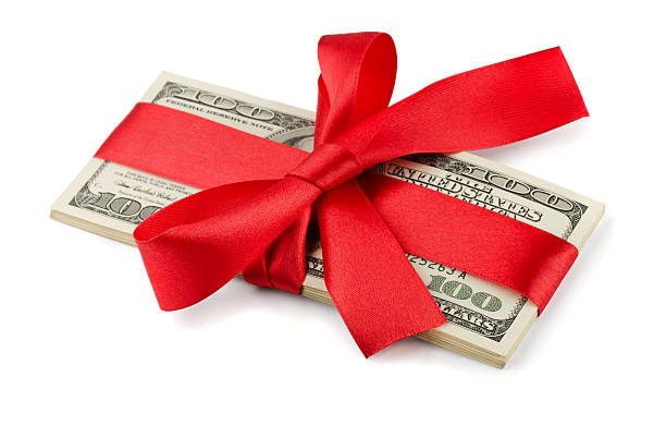 l'argent cadeau - currency perks gift bow photos et images de collection