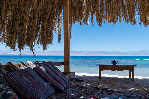 A teapot and a relaxed corner by the sea at Nuweiba in Sinai