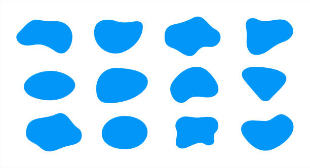 blob shape organic in boho style, vector illustration set. collection from abstract modern forms and liquid drop for design and print. basic stains geometric, isolated elements on white background vector 10 eps. - shape stock illustrations