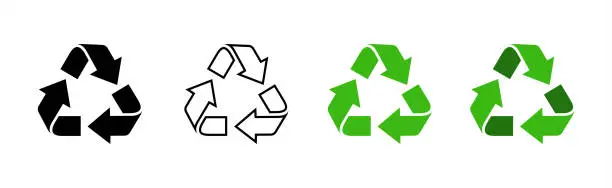 Vector illustration of Set of recycling icons. Recycle logo symbol.