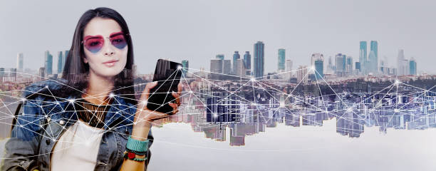 istock Young woman with smartphone showing empty display 1480746131