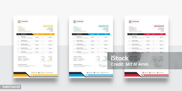 Invoice File Colour Abstract Modern Colorful Business Invoice Template Color Variation ...