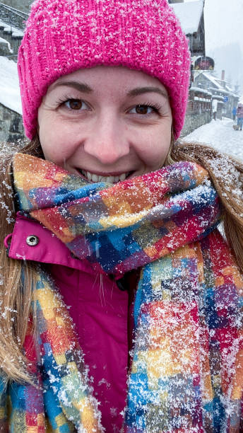 istock Snow selfie, closeup in pink 1480746221