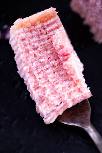 Sakura Crepe Cake Sakura Crepe Cake with Sakura Flower mochi cherry blossom cake stock pictures, royalty-free photos & images