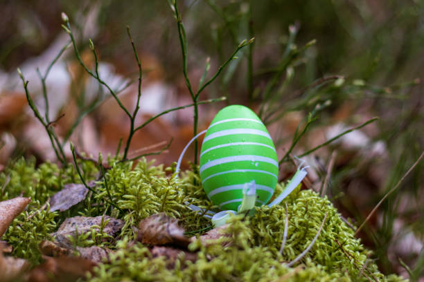 Easter eggs on grass, 3d render.