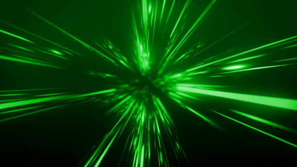 istock Abstract green background with rays of light and speed motion blur background. 1480751424