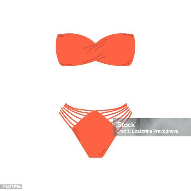Red Swim Wear Stock Illustration - Download Image Now - Beach, Bikini ...