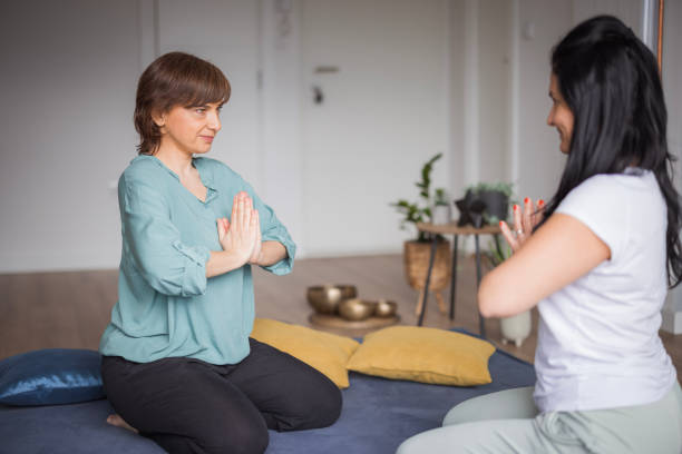 istock Woman having a guided meditation 1480754427