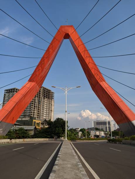 Daan mogot bridge piers against a blue sky background