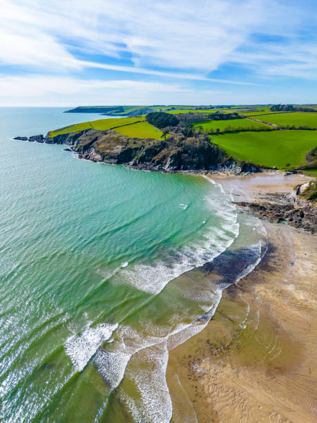 Mothecombe Beach at Red Cove in Devon Mothecombe Beach at Red Cove in Devon Devon stock pictures, royalty-free photos & images