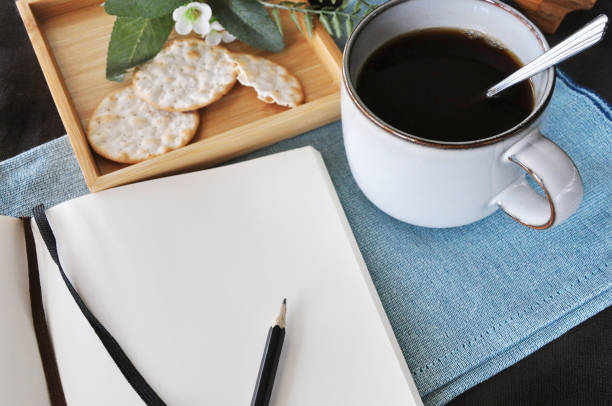 istock Top view of Blank Page and Black Coffee on Table 1480762286