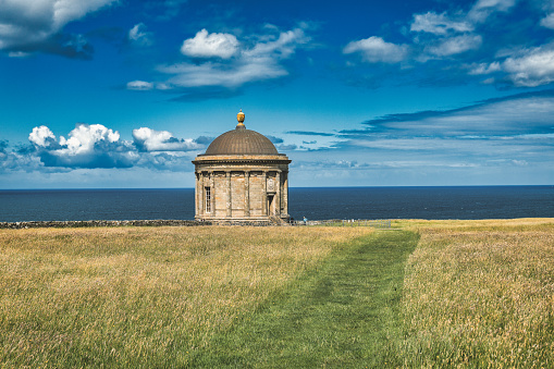 The Mussenden Tempel and the Atlantic Ocean.