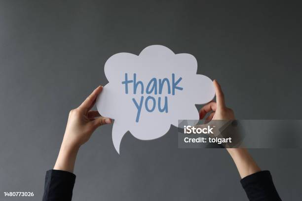 Thank You Writes On The Chat Bubble Stock Photo - Download Image Now - Thank You - Phrase, Bubble, Gratitude