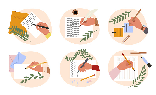 Hand Making Notes Vector Hand Making Note Stock Illustration - Download Image Now - Calendar ...