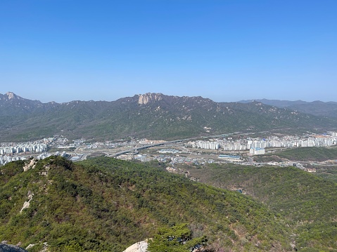 View from Seoul Suraksan Mountain Korea 북한산 도봉산