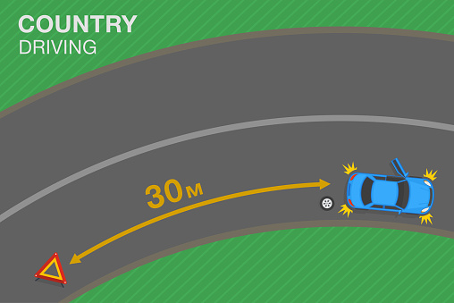 Safety Driving Rules And Tips Hazard Or Warning Triangle Placement Red ...