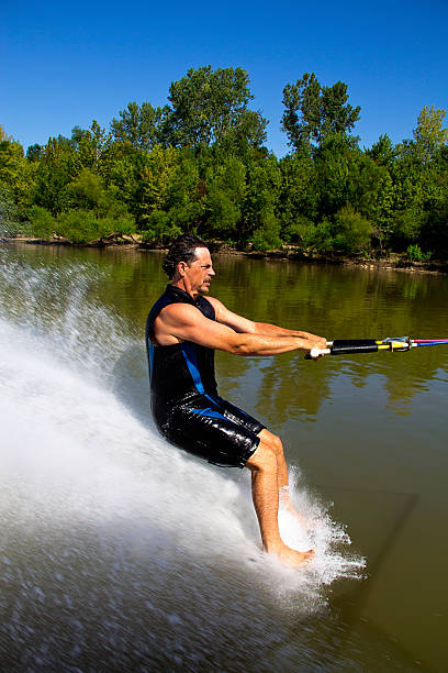 Barefoot Water Skier stock photo